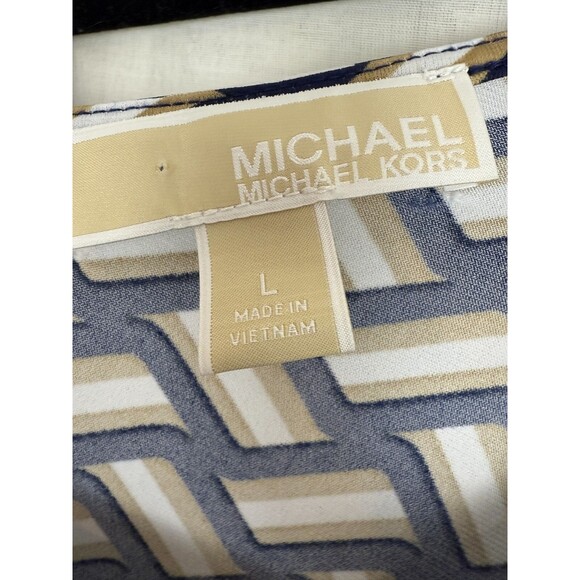 Michael Kors Cold Shoulder Geometric Pattern Dress – Women's Size Large - Picture 3 of 12